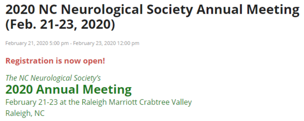 NC Neurological Society 2020 Annual Meeting