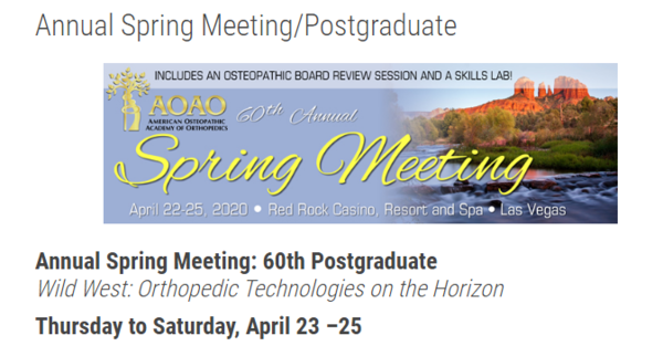 60th Postgraduate Seminar by The American Osteopathic Academy of Orthopedics (AOAO)